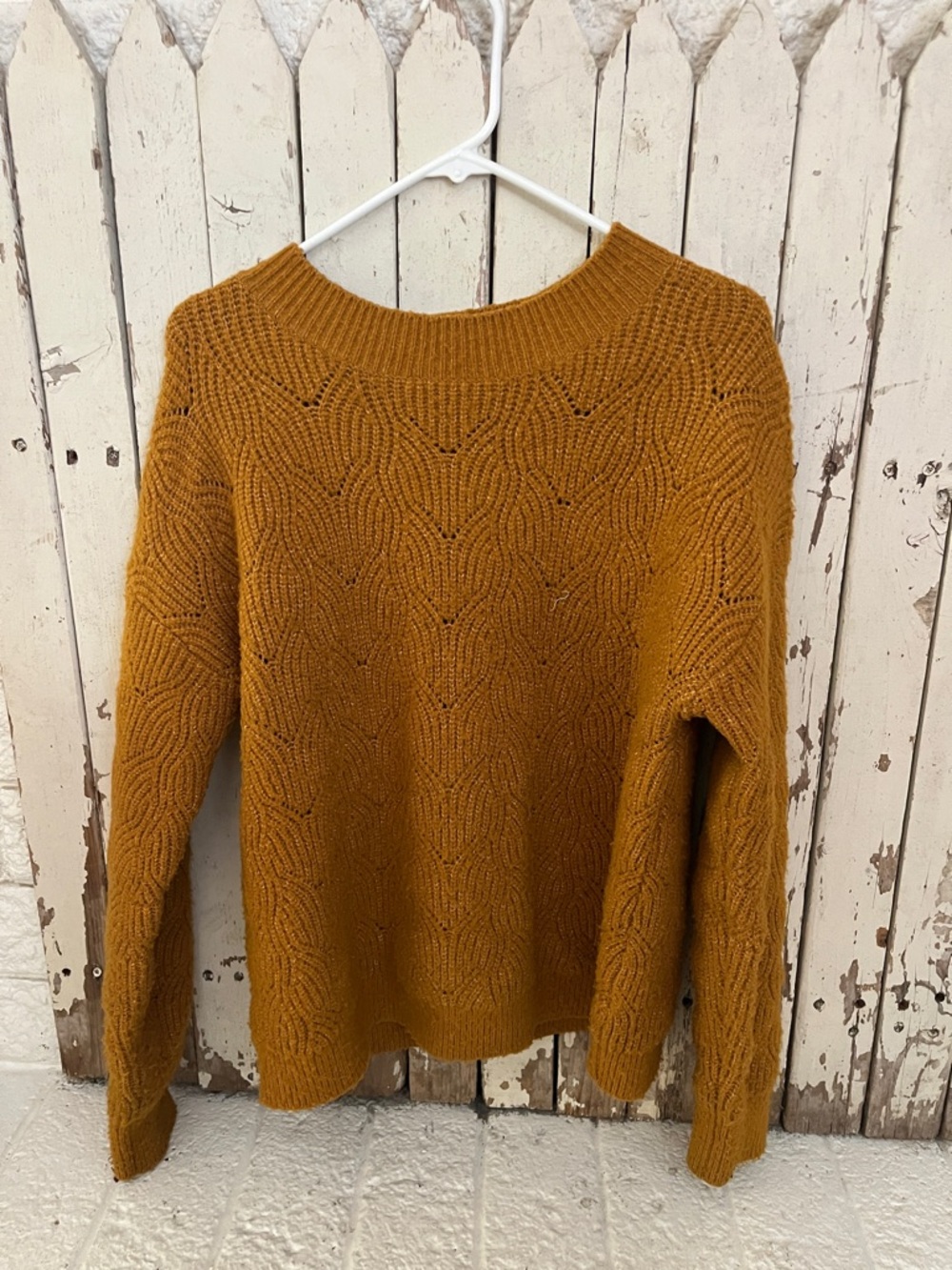 Treasure & Bond Mustard Cable Knit Crewneck Sweater